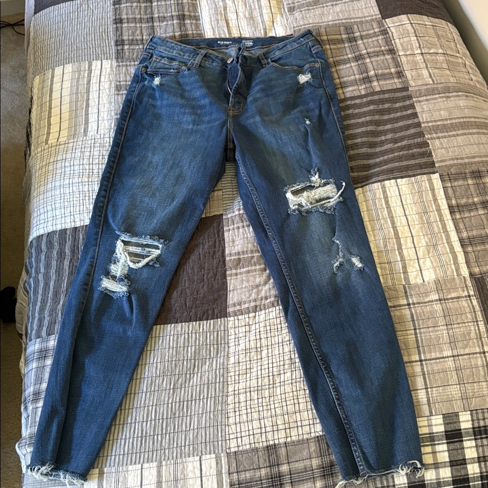 Old Navy Women's Skinny Jeans - Distressed Blue